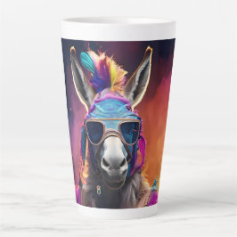 Caneca De Café Latte Óculos Azuis Funky Donkey