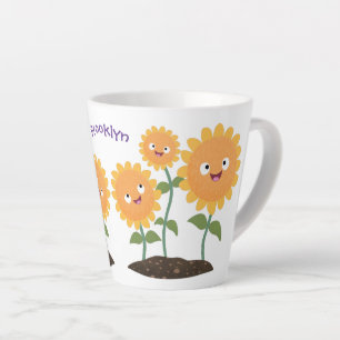 Caneca De Café Latte Óculos de desenho animados bonitos e felizes