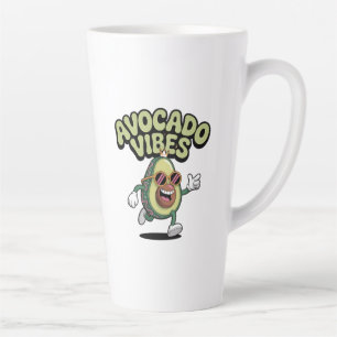 Caneca De Café Latte Óculos de Sol Divertidos Abacate