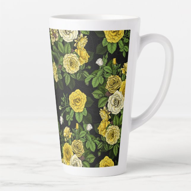 Caneca De Café Latte Oculto nas rosas, amarelo e verde (Direita)