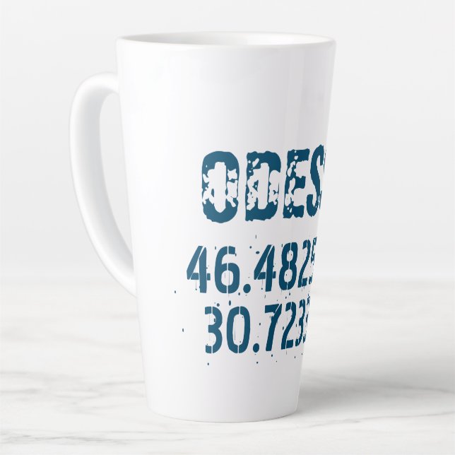 Caneca De Café Latte Odessa Ucrânia Latitude & Longitude Afastada (Ângulo esquerdo)