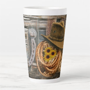 Caneca De Café Latte Oeste: Ferradura de Cowboy Hat Lasso