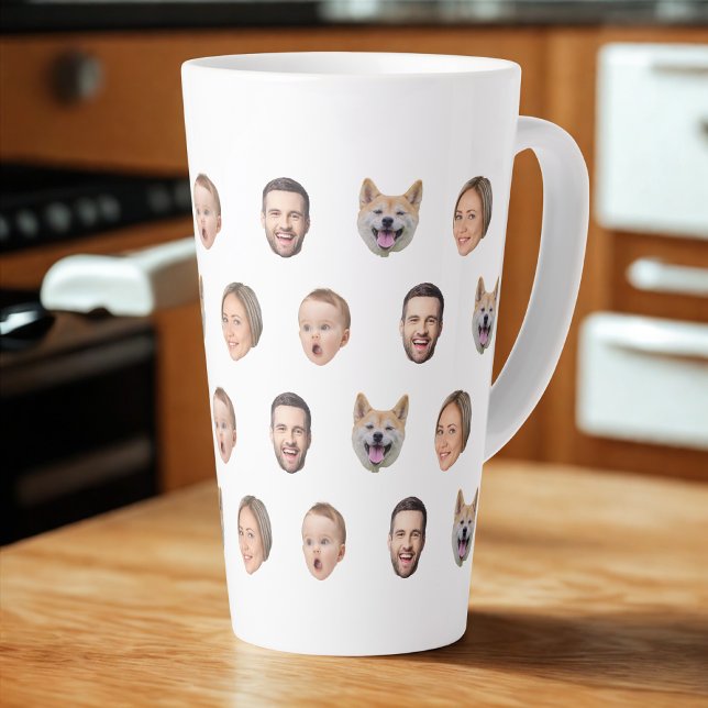 Caneca De Café Latte Oferta Personalizada Da Família De Fotos, 4 Rostos (Criador carregado)