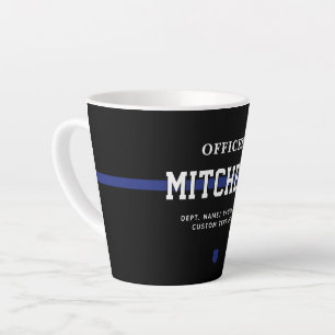 Caneca De Café Latte Oficial de Polícia Personalizado Linha Azul Fino