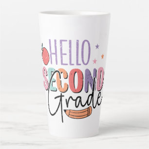Caneca De Café Latte Olá, 2º ano de volta à escola