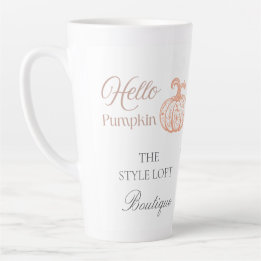 Caneca De Café Latte Olá Abóbora Outono Marcas para Loja Boutique