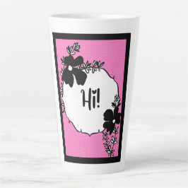 Caneca De Café Latte Olá! – Cartão de Boas-Vindas Floral Brilhante