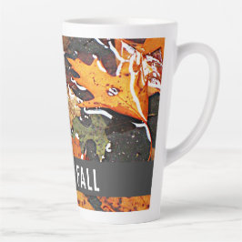 Caneca De Café Latte Olá Fall Rainy Leaves