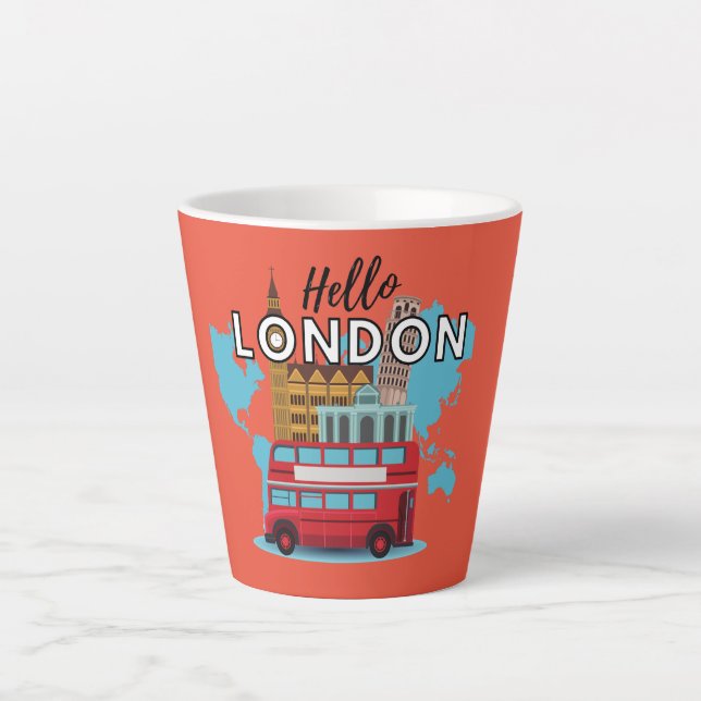 Caneca De Café Latte Olá Londres (Frente)