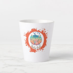Caneca De Café Latte Olá outono - Design de Abóbora Whimsical