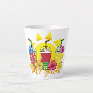 Caneca De Café Latte Olá Summer Refrescando Fruta tropical Smoothy