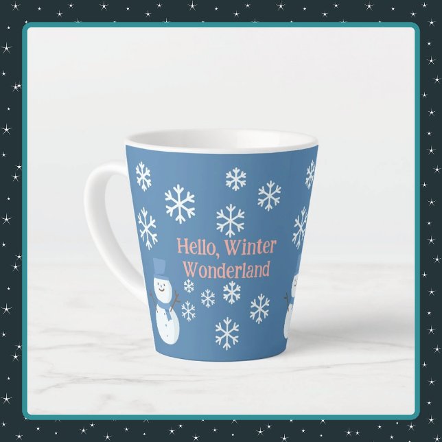 Caneca De Café Latte Olá, Winter Wonderland (Hello, Winter Wonderland Latte Mug - 12 oz)
