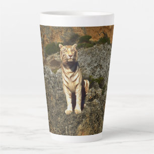 Caneca De Café Latte Olhar para o Tigre Branco  