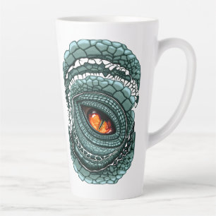 Caneca De Café Latte Olho de Predador Réptil Primitivo