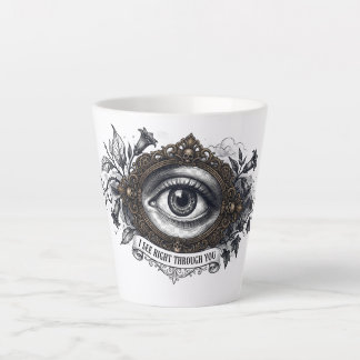 Caneca De Café Latte Olho Gótico Ilustração Vintage - Dark Academia &