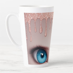 Caneca De Café Latte Olhos Azuis Fantasia Com Gotejamento