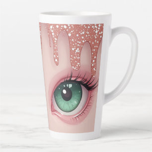 Caneca De Café Latte Olhos Verdes de Fantasia com Rose Gold Derretido