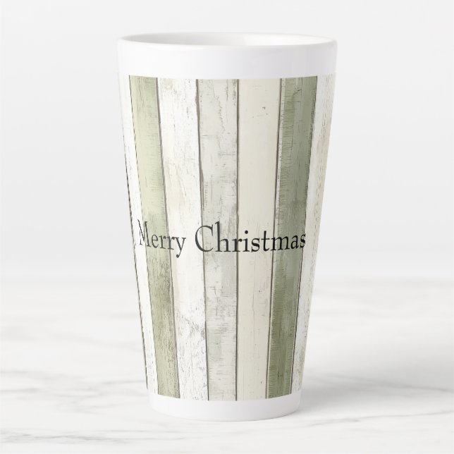 Caneca De Café Latte Oliveira Orgânica Faux Madeira Banha Natal (Frente)