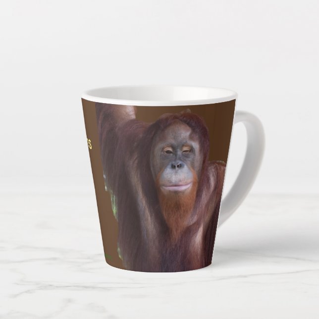 Caneca De Café Latte Omry Orangutan - estrela de cinema (Ângulo direito)