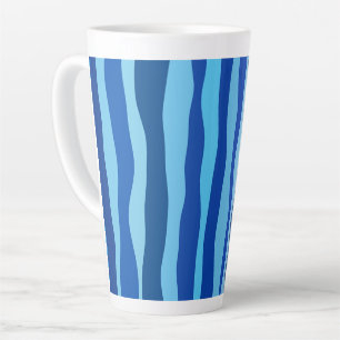 Caneca De Café Latte Ondas de Azul Ciano Azul Naval Cobalto Azul Céu