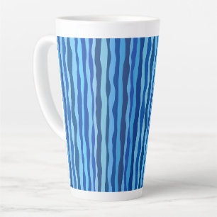 Caneca De Café Latte Ondas de Azul Ciano Azul Naval Cobalto Azul Céu
