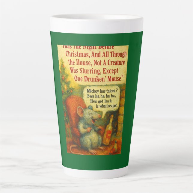 Caneca De Café Latte One Drunken' Mouse – Christmas Card Chaos (Frente)