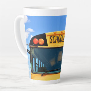 Caneca De Café Latte Ônibus escolar com luzes âmbar e vermelha