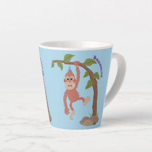 Caneca De Café Latte Óptica de desenho animado de orangotango, um bebê