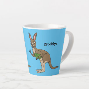 Caneca De Café Latte Óptica ilustração de canguru australiano feliz