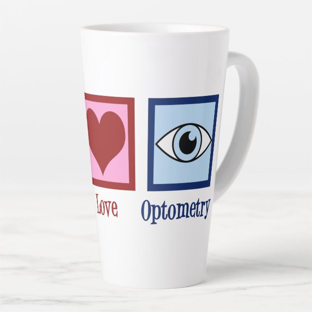 Caneca De Café Latte Optometrista Paz Optometria Azul (Ângulo direito)