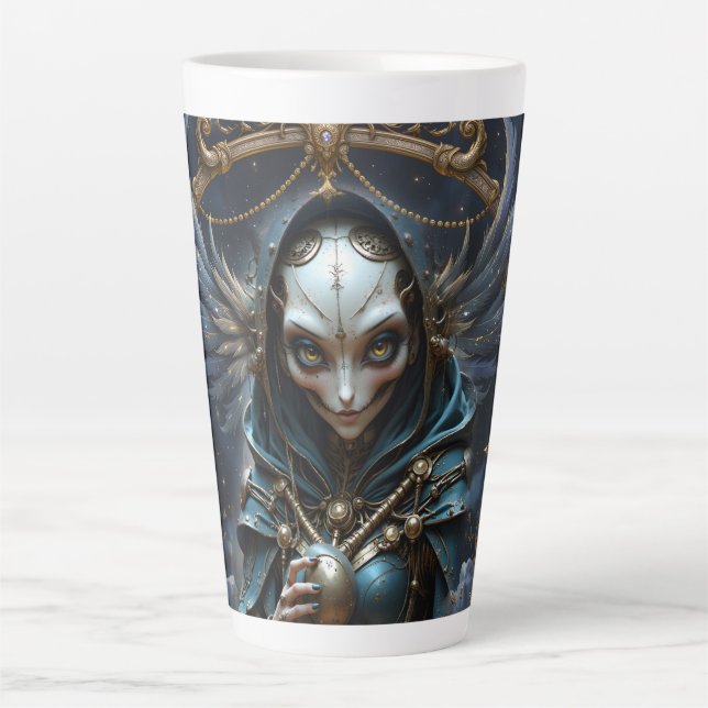 Caneca De Café Latte Oráculo Celestial – Guardião Entre as Estrelas.  (Frente)