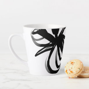Caneca De Café Latte Orchid Blanc: Abstrato branco e preto