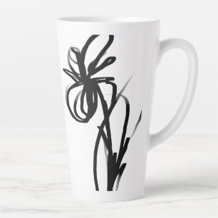Caneca De Café Latte Orchid Blanc: Abstrato branco e preto