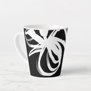 Caneca De Café Latte Orchid Noir: Abstrato preto e branco