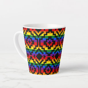 Caneca De Café Latte Orgulho Arco-Íris LGBTQ Geométrico