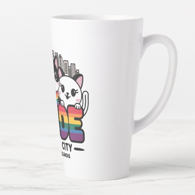Caneca De Café Latte Orgulho da Cidade de Chicago Illinois EUA Rainbow  (Direita)