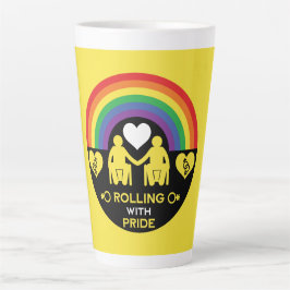 Caneca De Café Latte Orgulho de incapacidade da cadeira de rodas LGBTQ