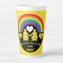 Caneca De Café Latte Orgulho de incapacidade da cadeira de rodas LGBTQ