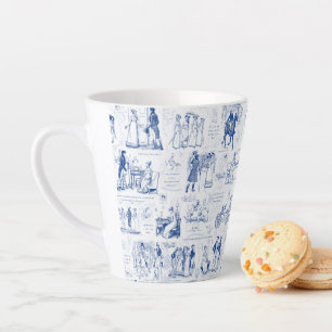 Caneca De Café Latte Orgulho e Preconceito de Citações Azuis