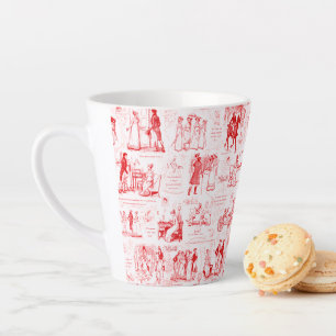 Caneca De Café Latte Orgulho e Preconceito de Cotações de Toile Vermelh