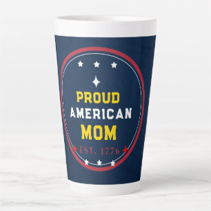 Caneca De Café Latte Orgulhosa Mãe Americana 4 de Julho