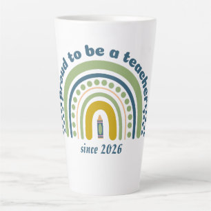 Caneca De Café Latte Orgulhoso por Ser um Professor Retro Azul Verde