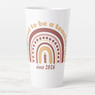 Caneca De Café Latte Orgulhoso por Ser um Professor Retro Marrom Laranj