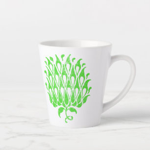Caneca De Café Latte Ornamento Floral Clássico Ilustração Botânica