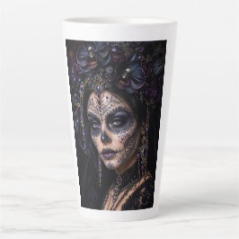 Caneca De Café Latte Orquídea Âmbar Calavera – Caveira de Açúcar Gótica