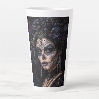 Caneca De Café Latte Orquídea Âmbar Calavera – Caveira de Açúcar Gótica