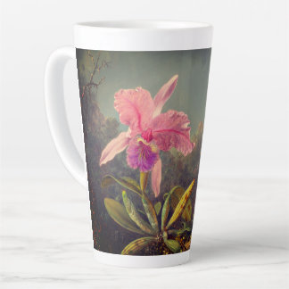 Caneca De Café Latte Orquídea de Cattleya e três beija-flores