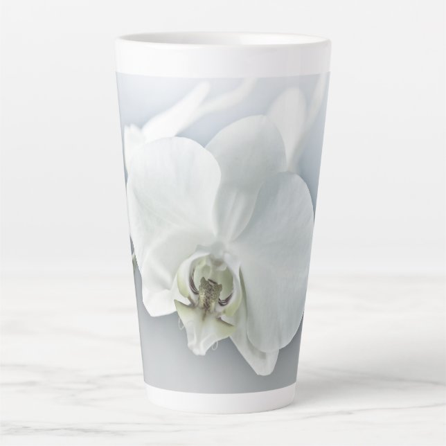 Caneca De Café Latte Orquídea Phalaenopsis Branca (Frente)