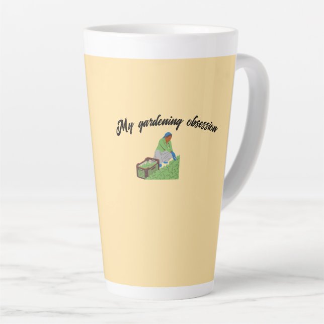 Caneca De Café Latte Osessão de jardinagem (Ângulo direito)