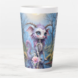 Caneca De Café Latte Ossos ao Luar – Guardião dos Sonhos Esquecidos.